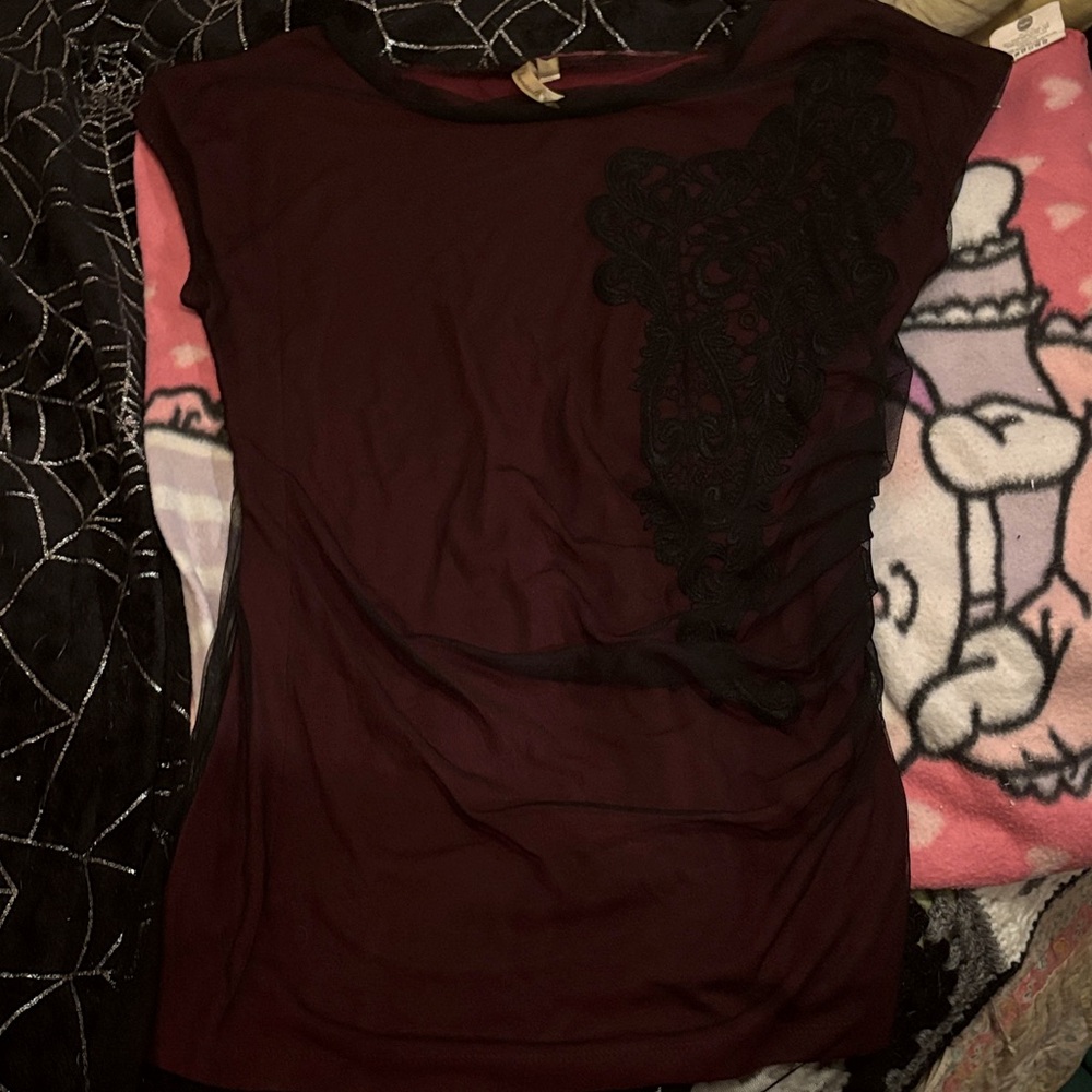 Elegant Black Lace Accent Women's Top
